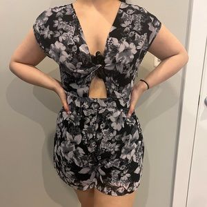 Astr tie front playsuit